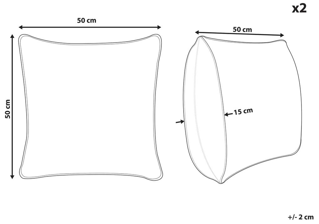 Sada 2 bavlnených vankúšov so vzorom 50 x 50 cm strieborná OUJDA Beliani