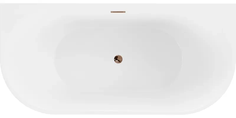Mexen Oval, voľne stojaca nástenná vaňa 180 x 80 cm, biela, ružové zlato prepad, 52671808000-60