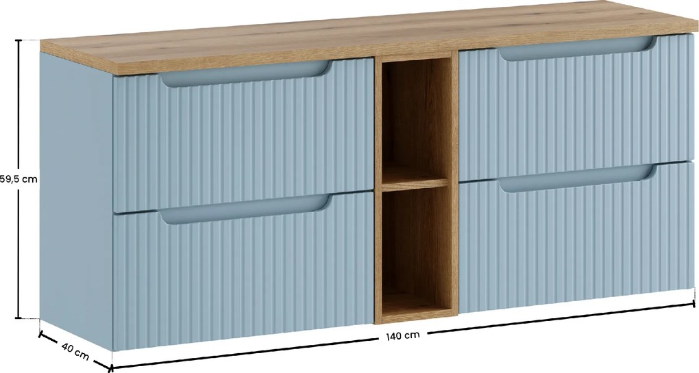 Comad Kúpeľňová skrinka pod doskové umývadlo set Nova Denim 140 denim/dub coast evoke