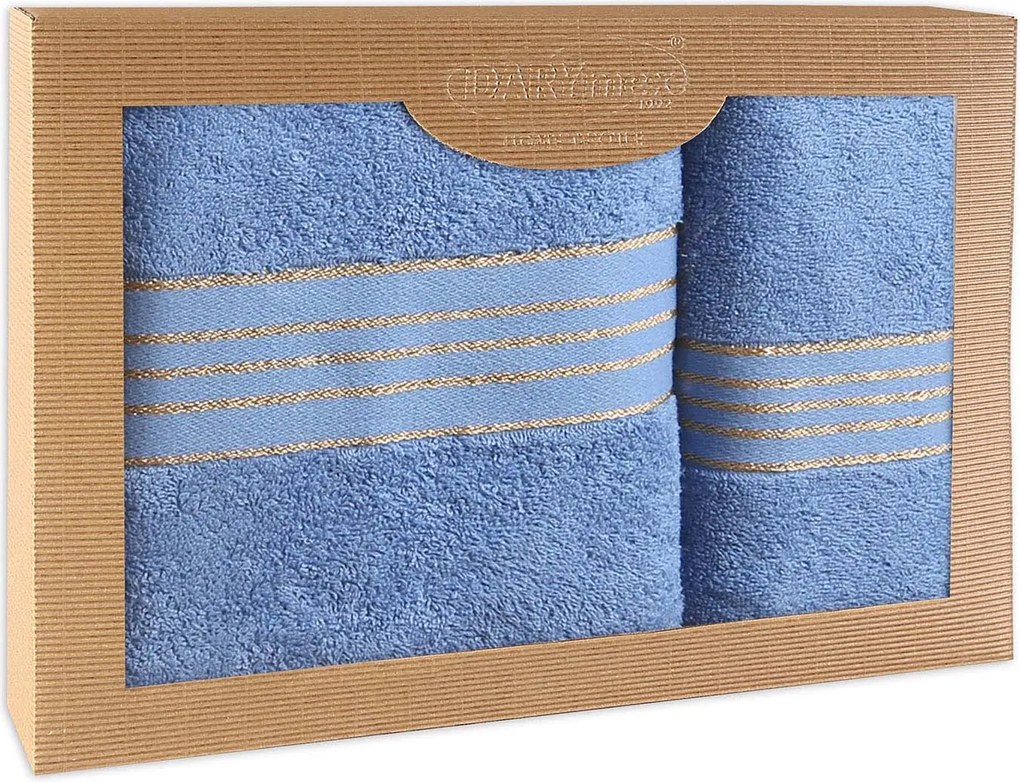 BAVLNENÉ UTERÁKY TIWANO SADA 1 KS 50X90 CM, 1 KS 70X140 CM SVETLOMODRÁ