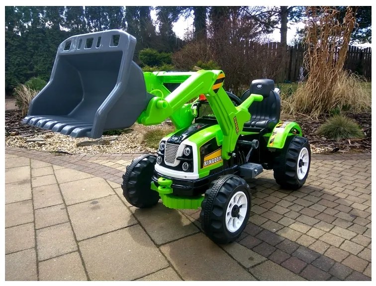 LEAN TOYS ELEKTRICKÝ TRAKTOR S NABERAČKOU ZELENÝ - MOTOR - 2x45W - BATÉRIA 2x6V7Ah - 2022