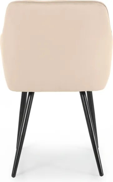 Sada šiestich jedálenských stoličiek DIAMANTE zamatové, béžové / čierne nohy (6 ks)