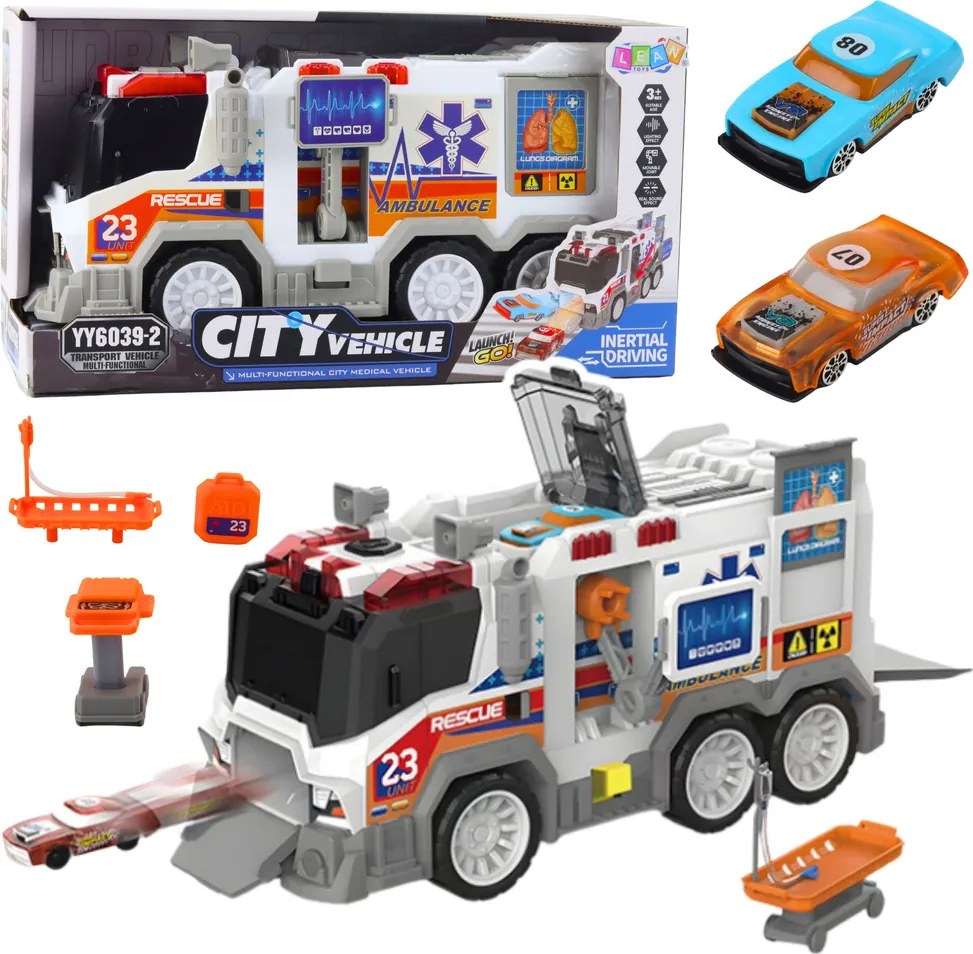 LEAN Toys Ambulancia Mestská ambulancia Zdravotnícke vozidlo Pohon Svetlá Zvuky