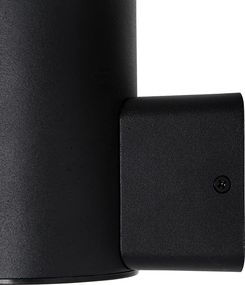 Vonkajšia nástenná lampa čierna s opálovým sklom s pohybovým senzorom - Huma