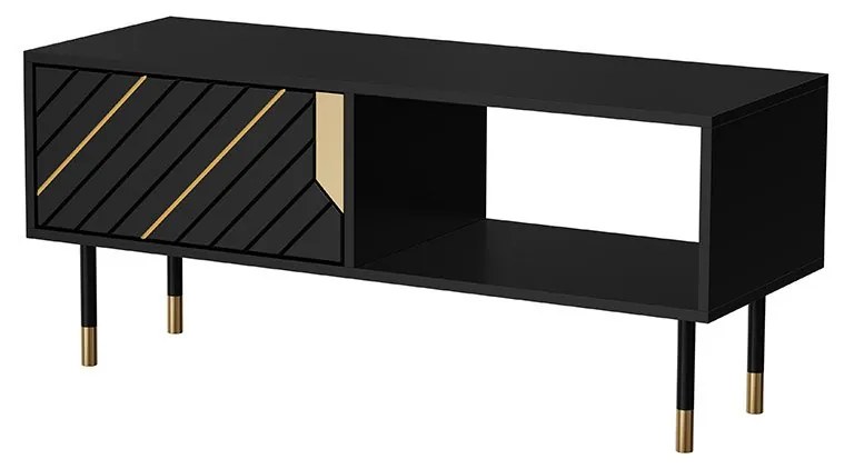 Konferenčný stolík Maramax 110, Farby: čierna + čierna + zlatá
