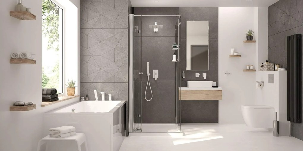 Deante Kerria Plus, Walk-in sprchová zástena 100cm, výška 200cm, 6mm číre sklo s ActiveCover, chrómový profil, KTS_030P