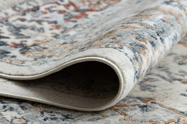 Koberec DISTIN 0834A tmavomodrá / modrá / žltá - ornament, vintage, strapce