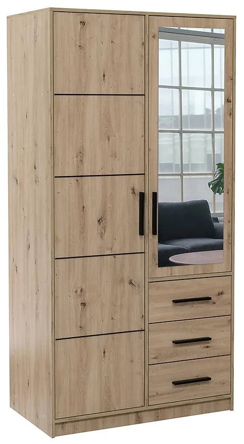 Skriňa Kos D2 dub artisan/zrkadlo