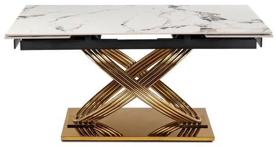 Rozkladací stôl RONNY 160–240 cm biely mramor / Zlatá