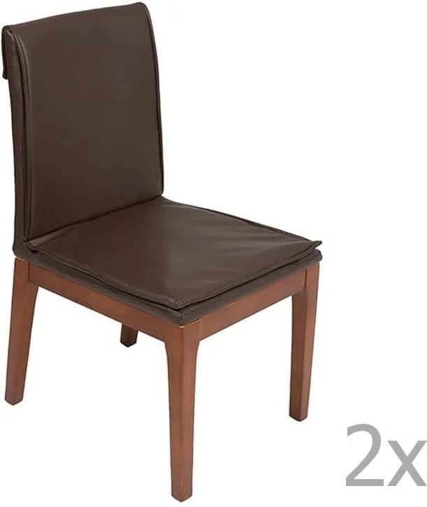 Sada 2 hnedých jedálenských stoličiek s konštrukciou z dubového dreva Santiago Pons Donato