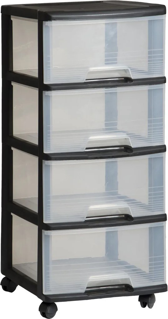 Curver Regál so zásuvkami čierny 4x20l, šírka 37 cm