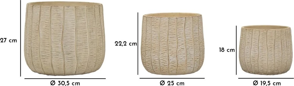 Sada 3 ks kvetináčov Flake krémová