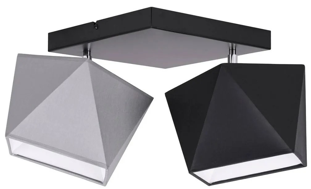 Stropné svietidlo Diamond, 2x textilné tienidlo (mix 6 farieb), (výber z 3 farieb konštrukcie - možnosť polohovania)