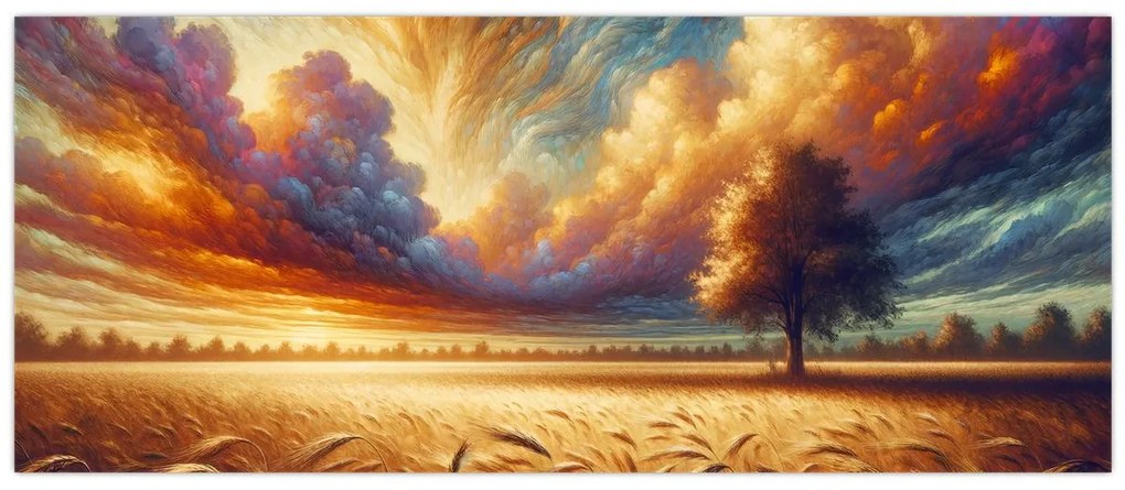 Obraz – Strom na poli (120x50 cm)