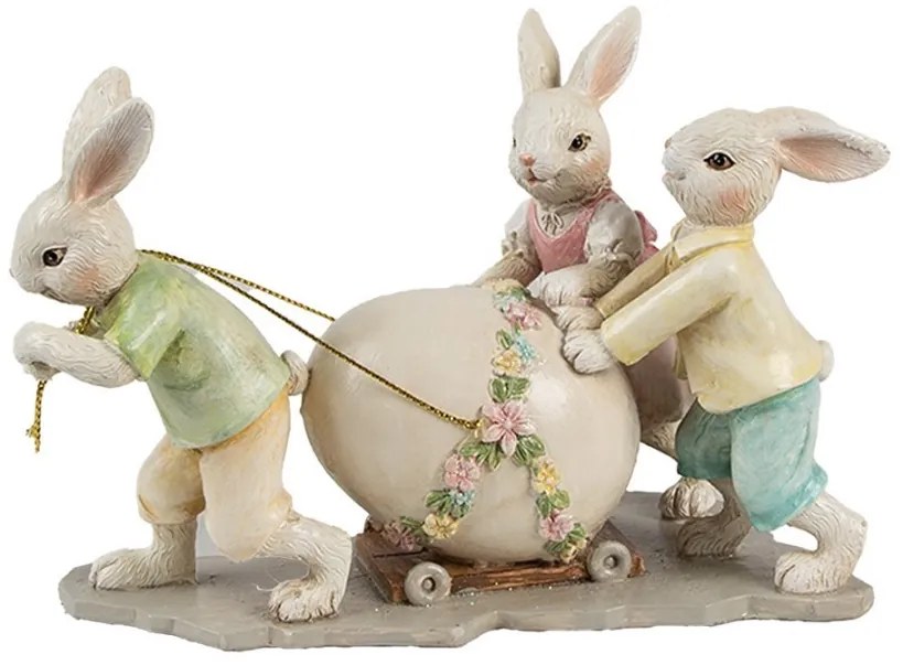 Dekorácia králikovia ťahajúce vajíčko - 17*8*11 cm