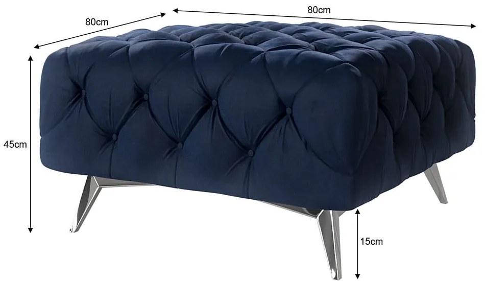 Tmavomodrá zamatová podnožka Chelsea – Ropez