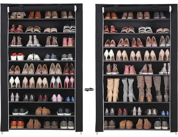 Úložná textilná skriňa s policami MATIS 100x162 cm čierna