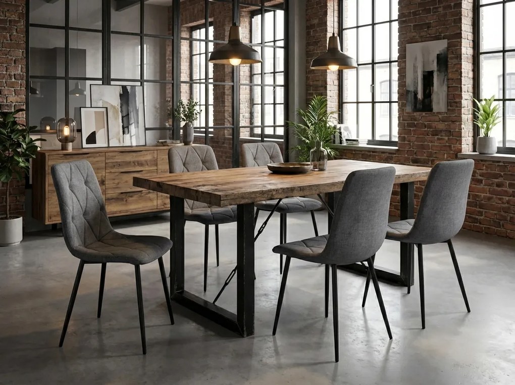 Tmavosivá stolička LIBRA STONE GREY s čiernymi nohami