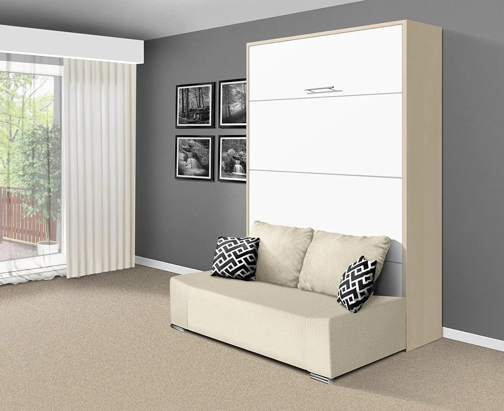 Nabytekmorava Sklápacia posteľ s pohovkou VS 21058P 200x180 farba pohovky: Sivá, Typ farebného prevedenia: Buk / dvere buk