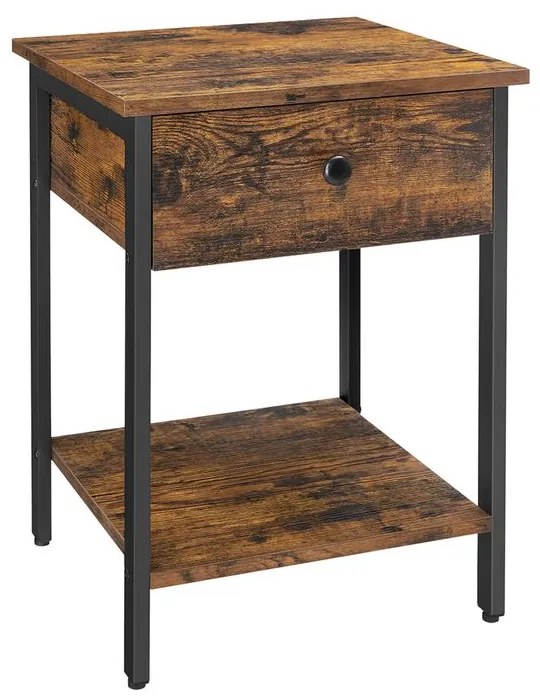 Príručný stolík VASAGLE LET55BX - Industriálny dizajn so zásuvkou