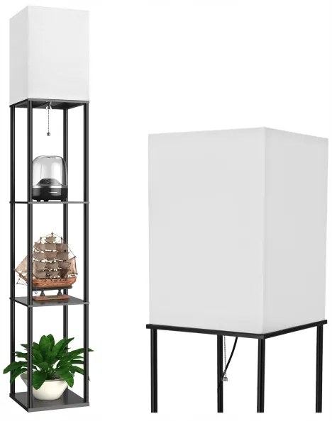 Stojacia lampa s policami 1xE27/40W/230V čierna/biela