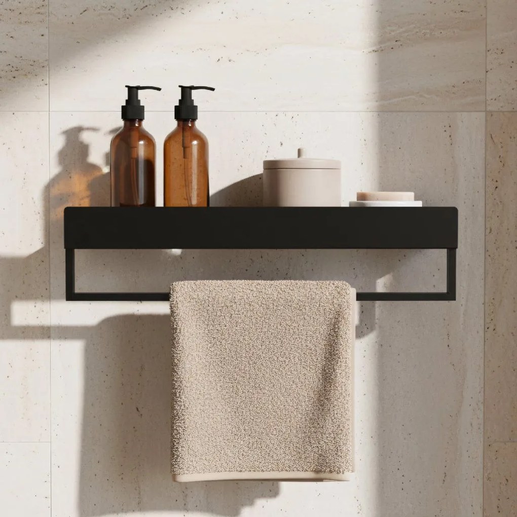 Rea Rea, kúpeľňová polica 60cm SF01, čierna matná, REA-06002