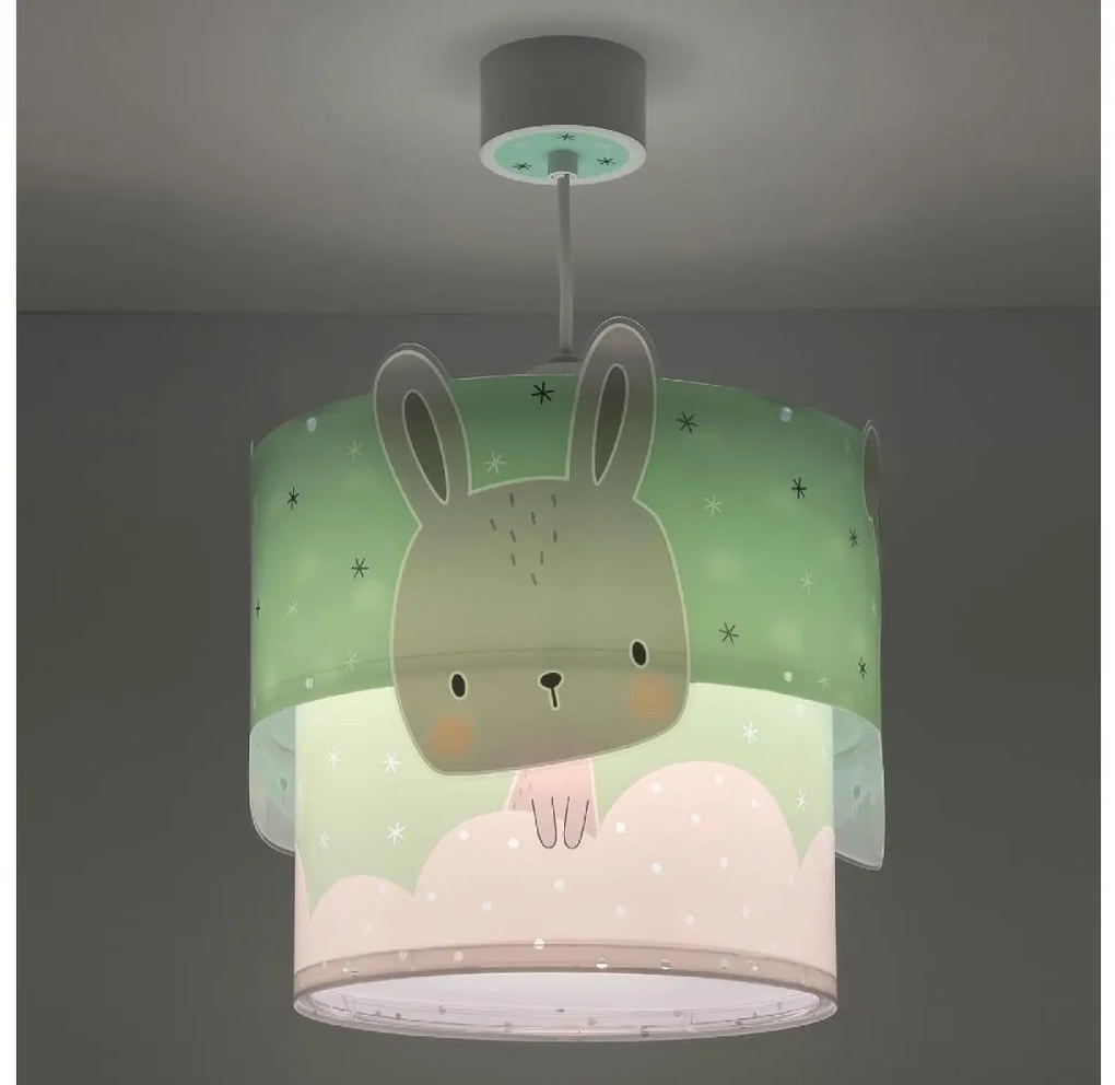 Dalber Dalber 61152H - Detský luster BUNNY 1xE27/60W/230V zelená PI490