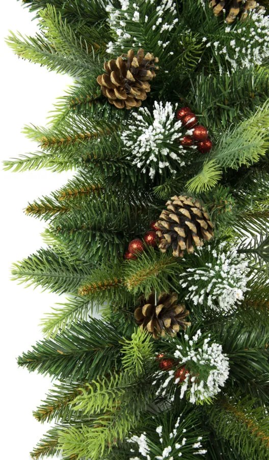 Girlanda Smrek s jarabinou, šiškou a bielymi trblietkami 3D