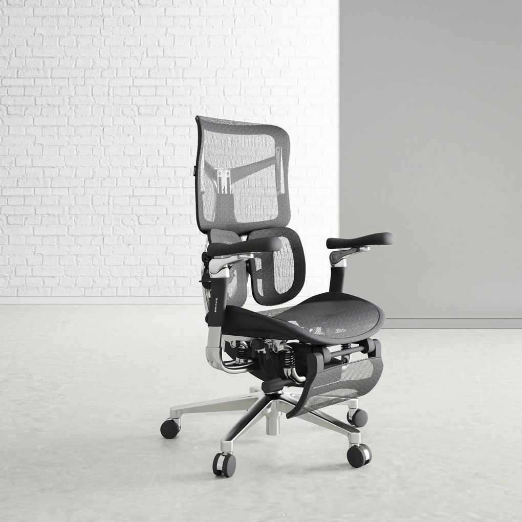 Ergonomická kancelárska stolička s podnožkou Premium Normal Size, čierna: Diablo V-Kinetic