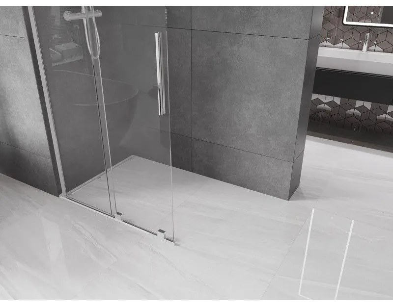 Mexen Velar L, posuvná sprchová zástena Walk-in 90 x 200 cm, 8mm číre sklo, chrómová, 871-090-003-03-01