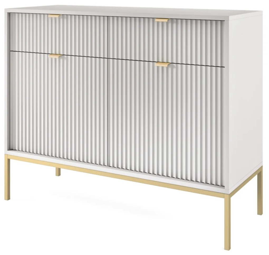 Komoda Nova 104 cm so zásuvkami sivá/zlatá