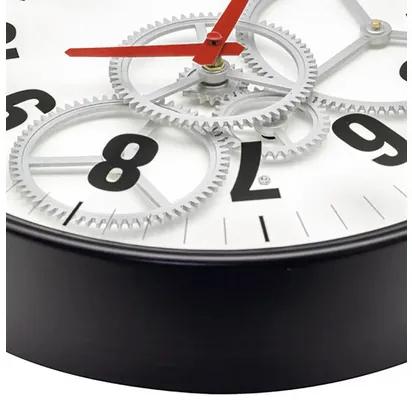 Nástenné hodiny NeXtime Gear Clock Ø36 cm biele