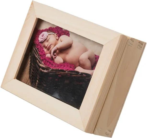 Drevobox Drevená krabička na fotografie s rámčekom