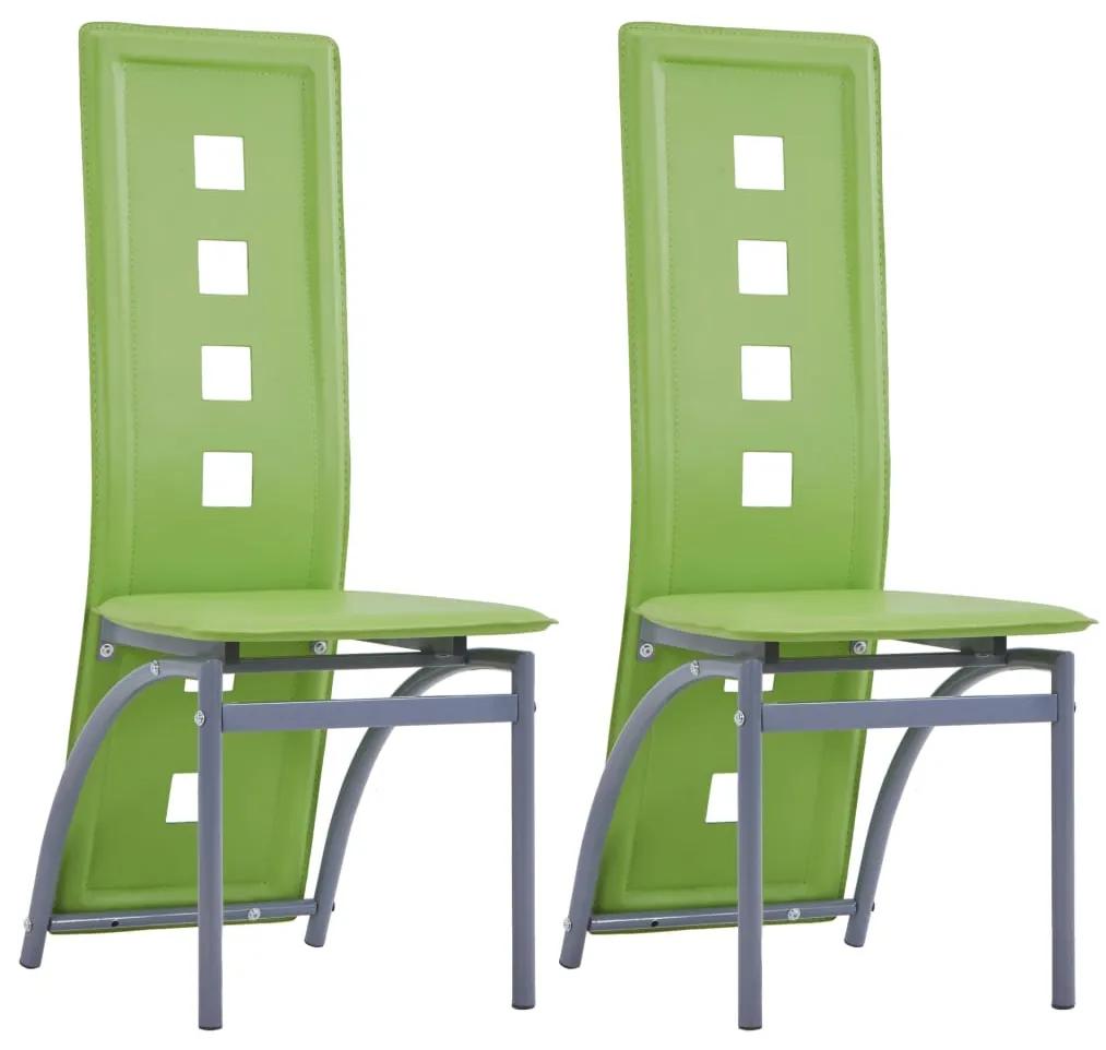 vidaXL Jedálenské stoličky 2 ks, zelené, umelá koža | BIANO