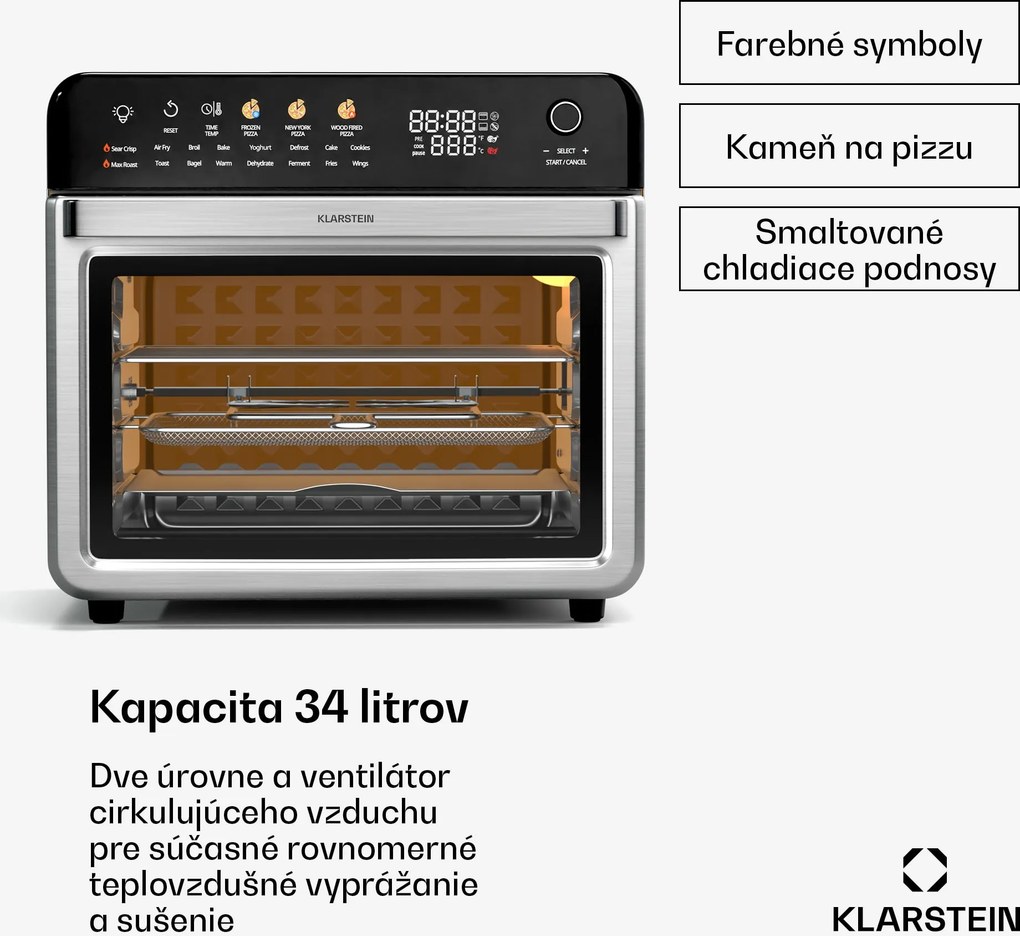 Klarstein AirGlaze Digital teplovzdušná fritéza, 2200 W, 19 programov, vrátane príslušenstva, ktoré možno umývať v umývačke riadu