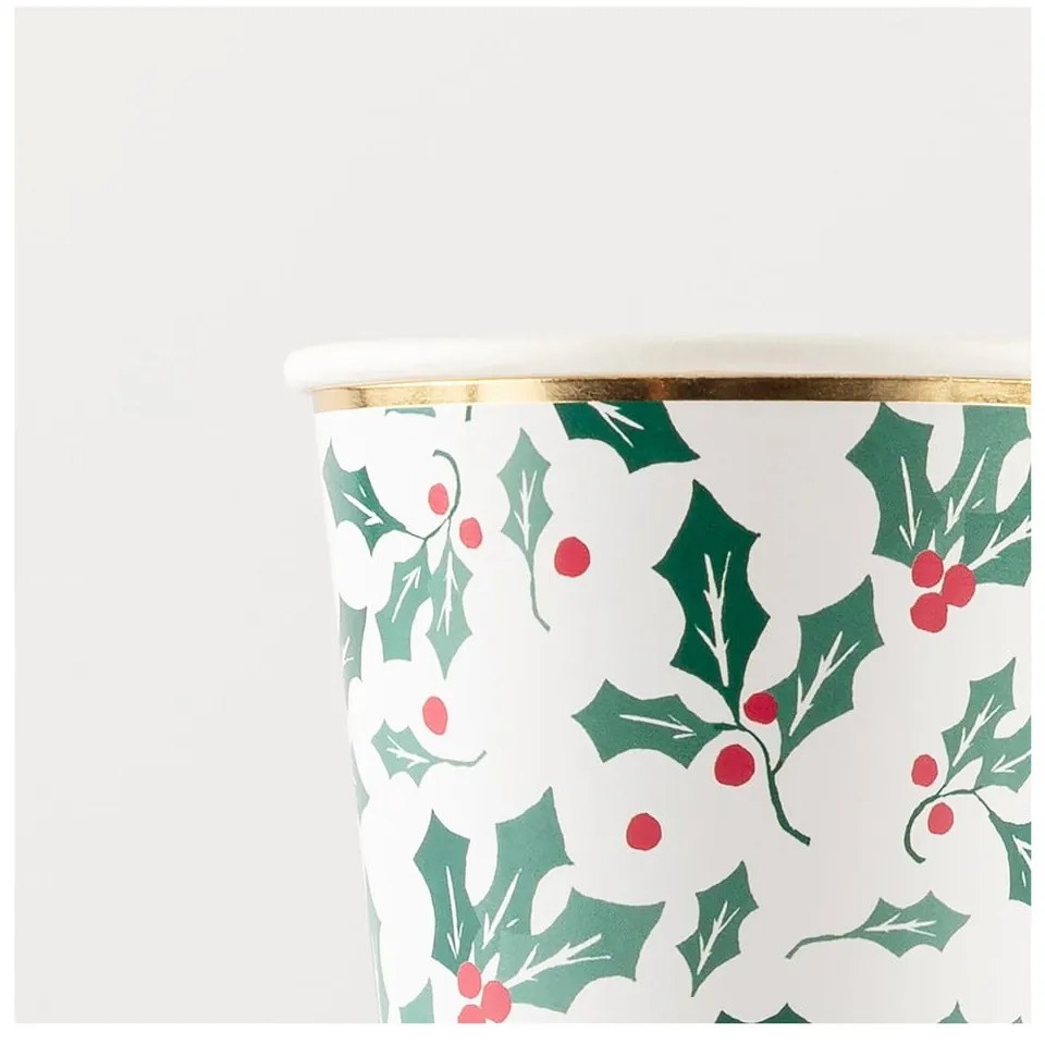 Papierové jednorazové tégliky v súprave 8 ks Holly Pattern – Meri Meri