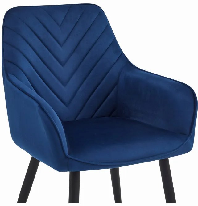 Jedálenská stolička NANA zamatová, tmavomodrá (čierne nohy)