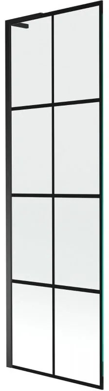Mexen Next L, 1-krídlová vaňová zástena 60 x 150 cm, 6mm číre sklo-čierny vzor, čierny profil, 895-060-000-03-77-70