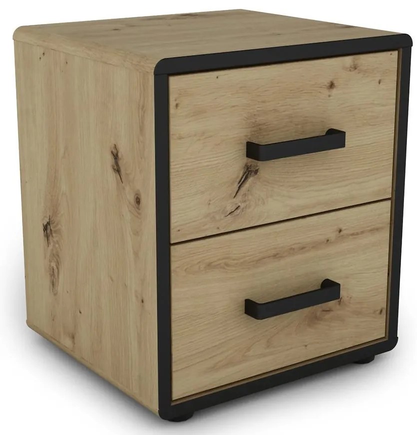Nočný stolík Capannoli 40 2s dub artisan/čierna