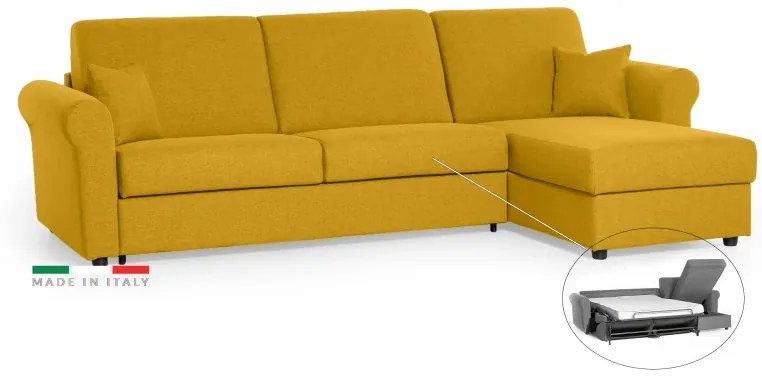 Rohová sedacia súpravana každodenné spanie SAVONA s rozkladom, žltá (penelope 08), 140