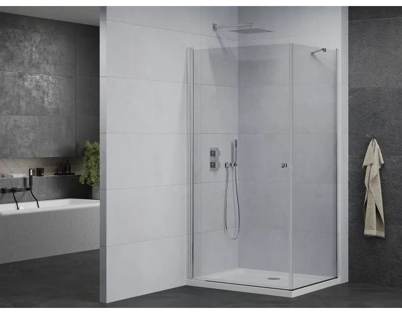 Mexen Pretoria sprchovací kút 80 x 100 cm, priehľadný, chróm + plochá sprchová vanička-852-080-100-01-00-4010