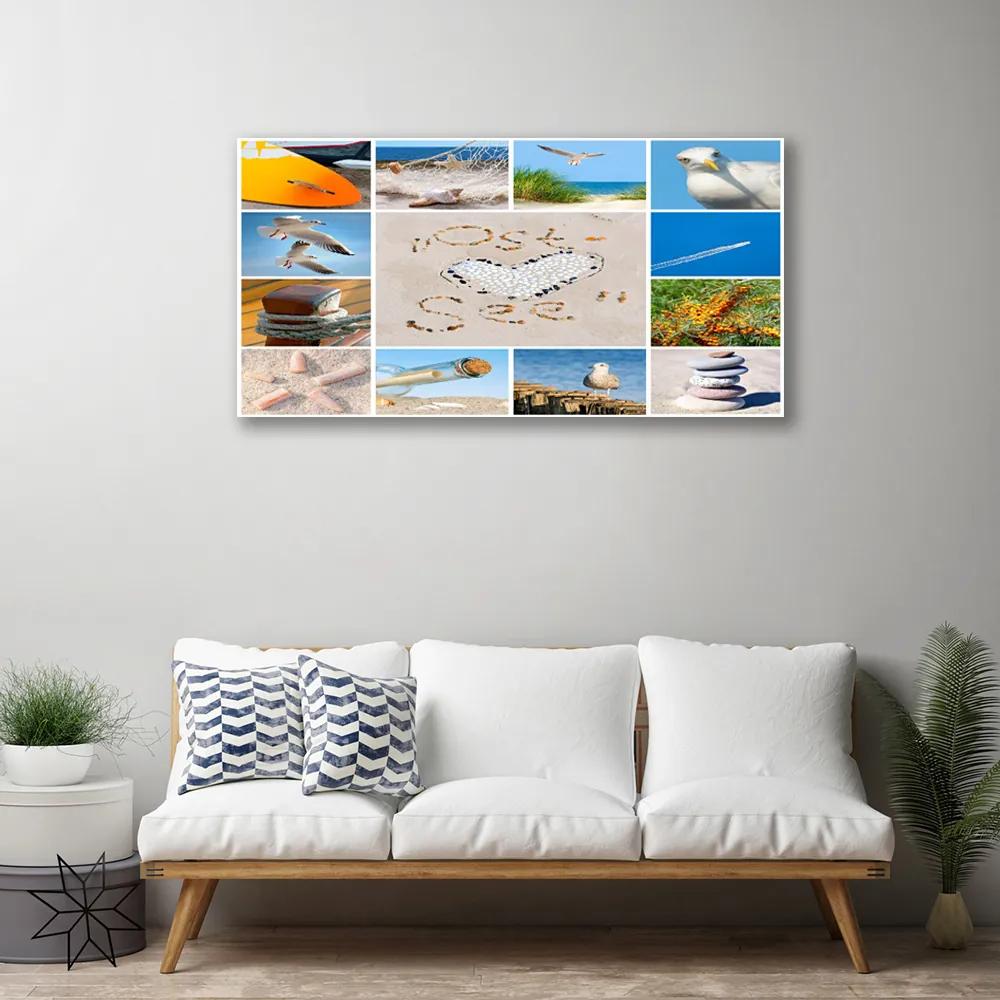 Obraz Canvas Oceán pláž čajky krajina 140x70 cm