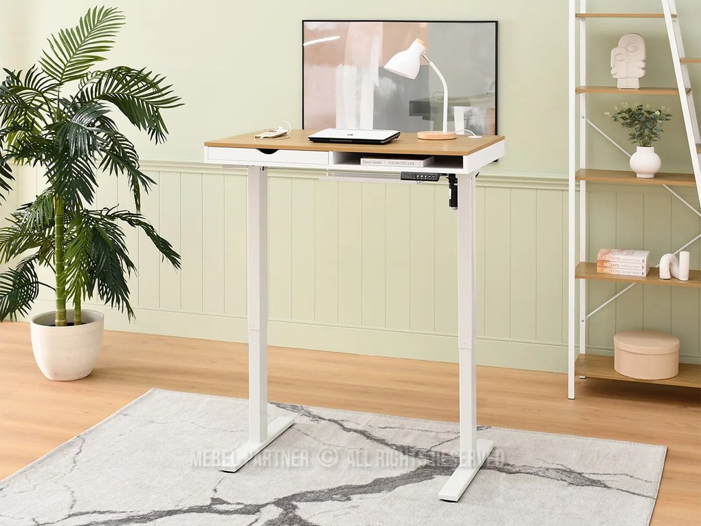 PC stolík Osto 100 (dub biely + biela). Akcia -21%. Vlastná spoľahlivá doprava až k Vám domov. 1109811