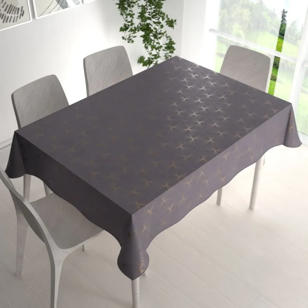 Biante Veľký zamatový obdĺžnikový obrus Isabela IBL-003 Rose Gold trojuholníky na sivom 220x260 cm