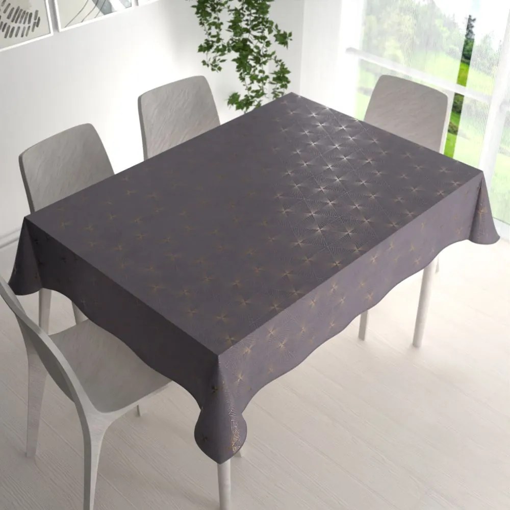 Biante Zamatový obdĺžnikový obrus Isabela IBL-003 Rose Gold trojuholníky na sivom 140x200 cm