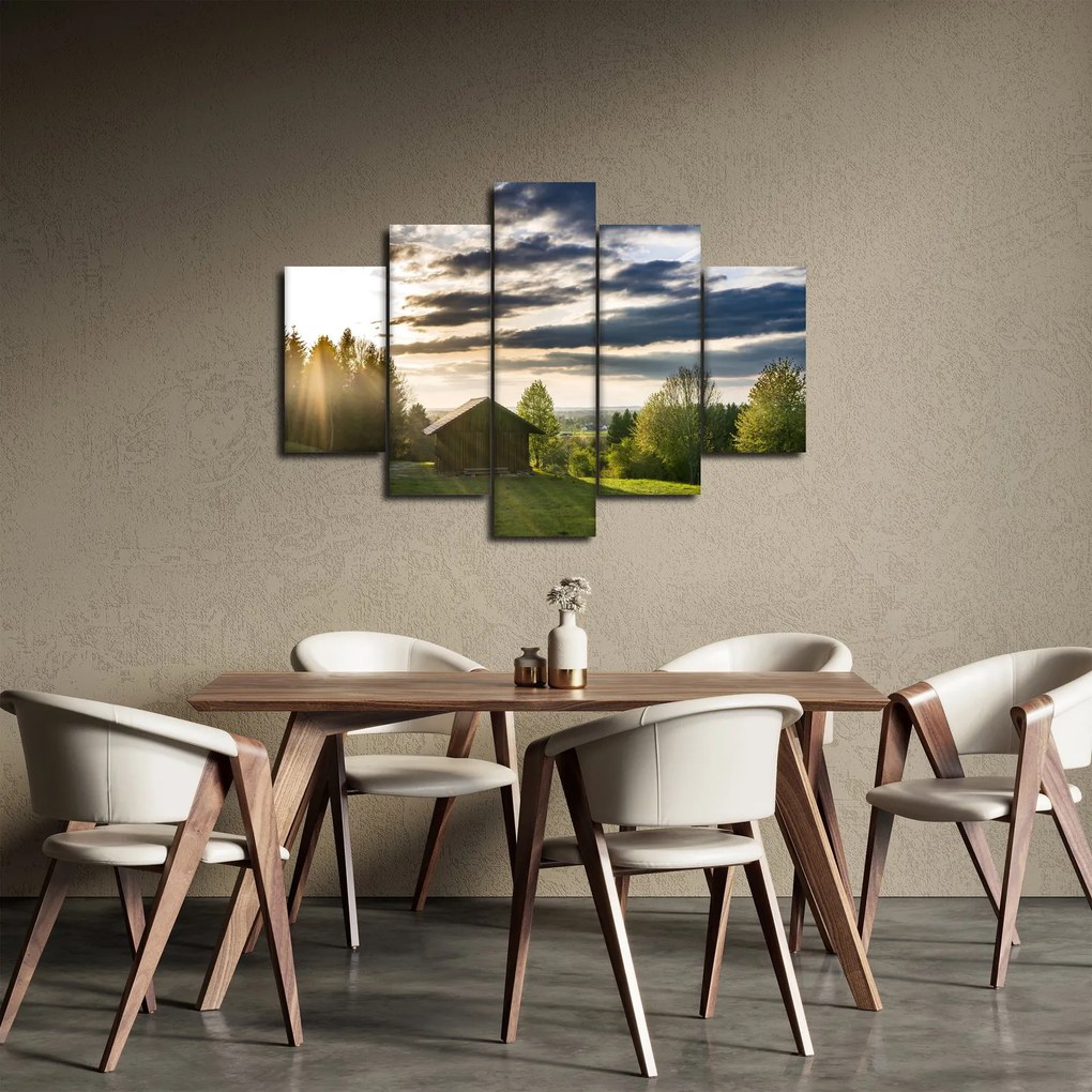 Obraz lesnej chaty (150x105 cm)