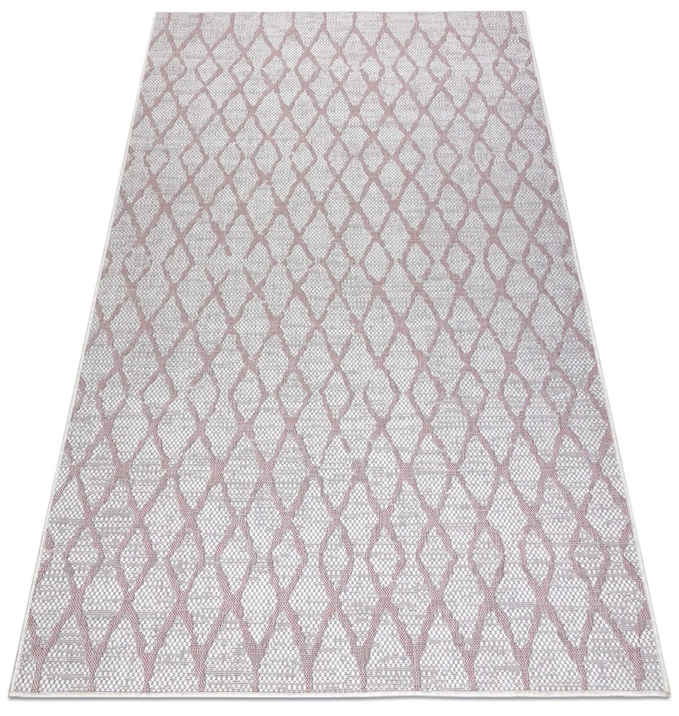 Koberec SISAL SION  MREŽA  22129 ploché  tkanie  ecru / ružová