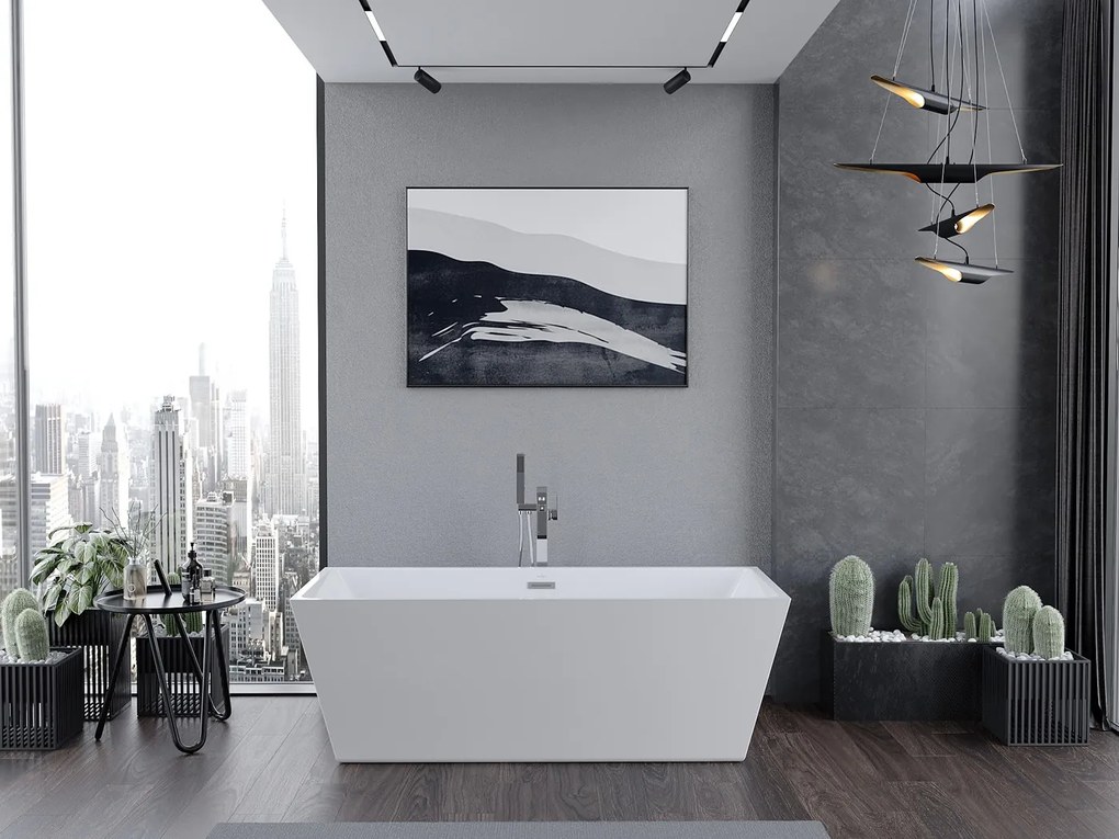 Mexen Lita, voľne stojaca vaňa 170 x 75 cm + chrómová odtoková zátka a prepadový otvor, biela, 52121707500