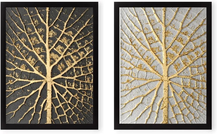 Sada 2 obrazov Tablo Center Tree Golden