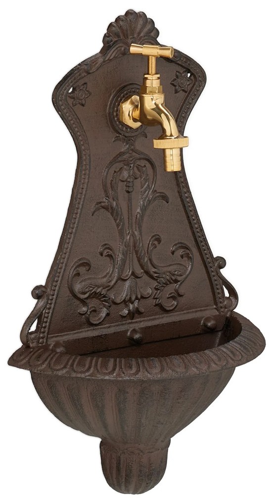 Starožitná nástenná fontána Relaxdays RD10050830 s kohútikom, 42 cm
